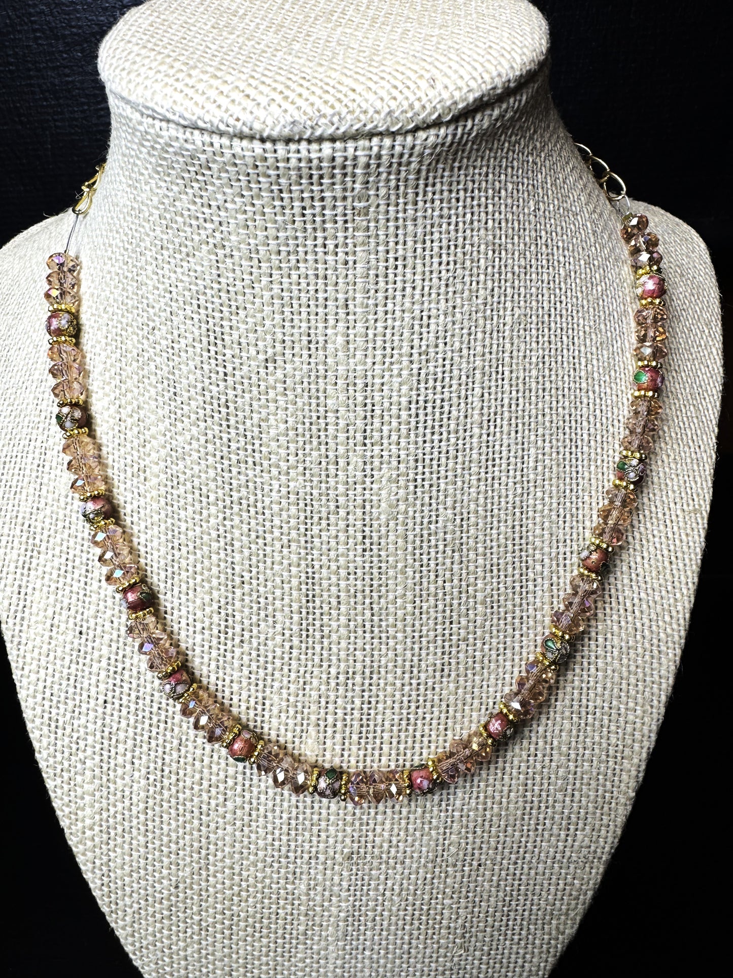 Mini Glass Beads Gold Facetted Necklace