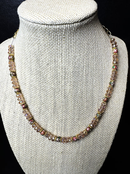 Mini Glass Beads Gold Facetted Necklace