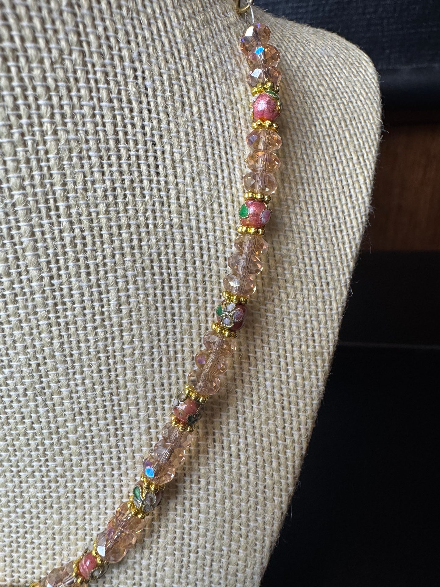 Mini Glass Beads Gold Facetted Necklace