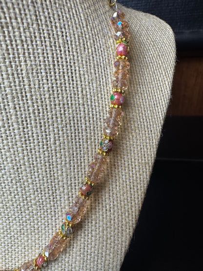 Mini Glass Beads Gold Facetted Necklace