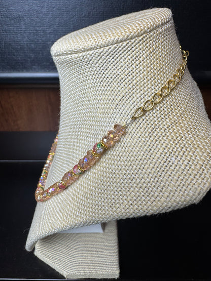 Mini Glass Beads Gold Facetted Necklace