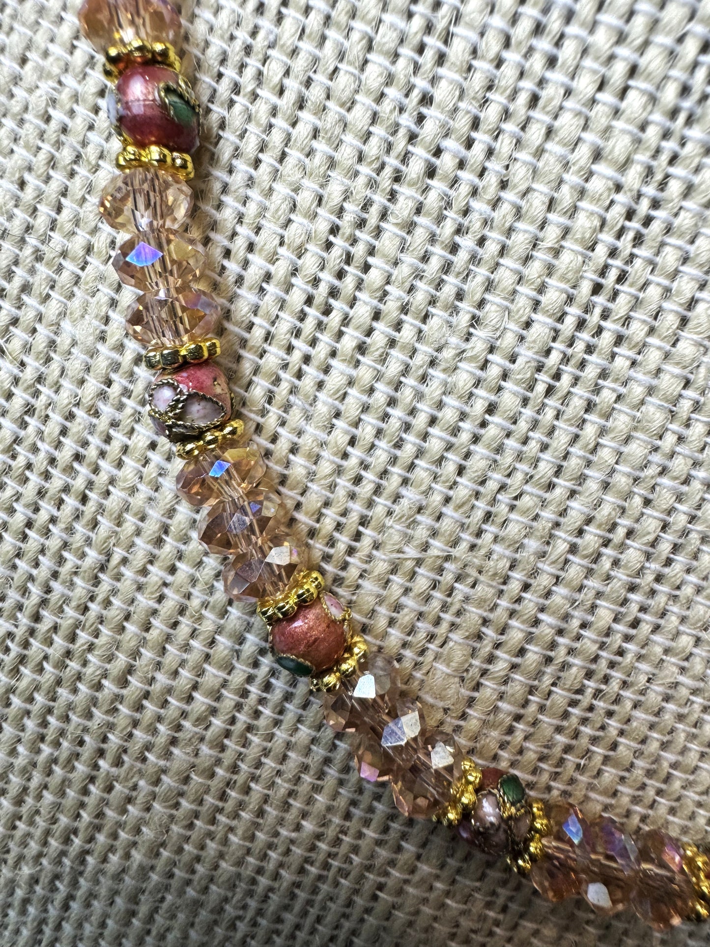 Mini Glass Beads Gold Facetted Necklace