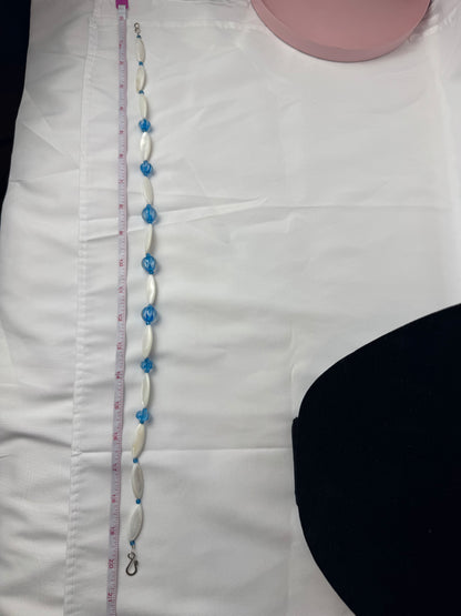 Vintage Handmade Blue Glass Bead & White Oval Necklace