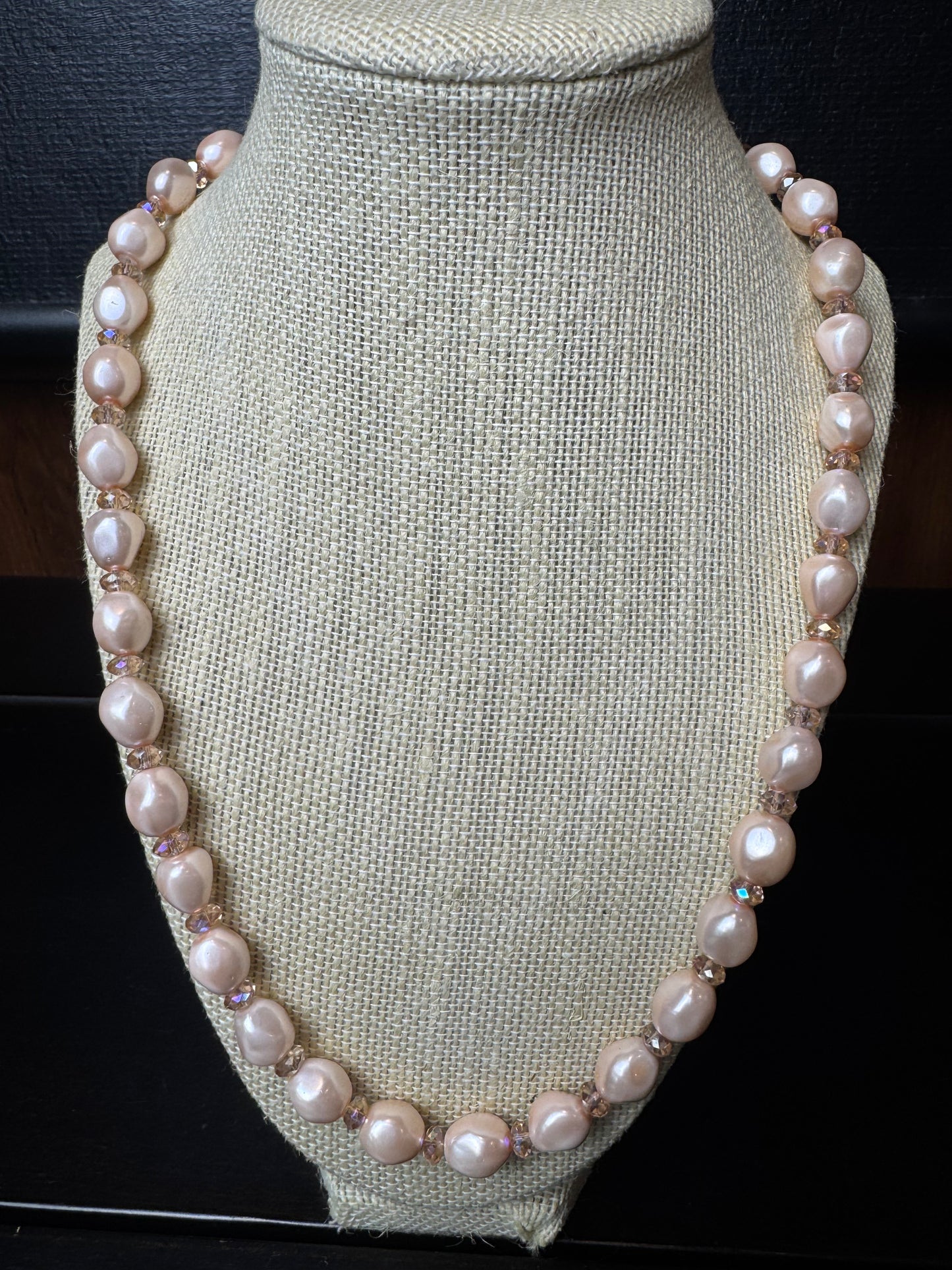Pink Pearl Nugget Style Beaded Necklace