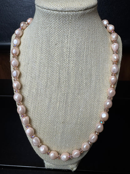 Pink Pearl Nugget Style Beaded Necklace