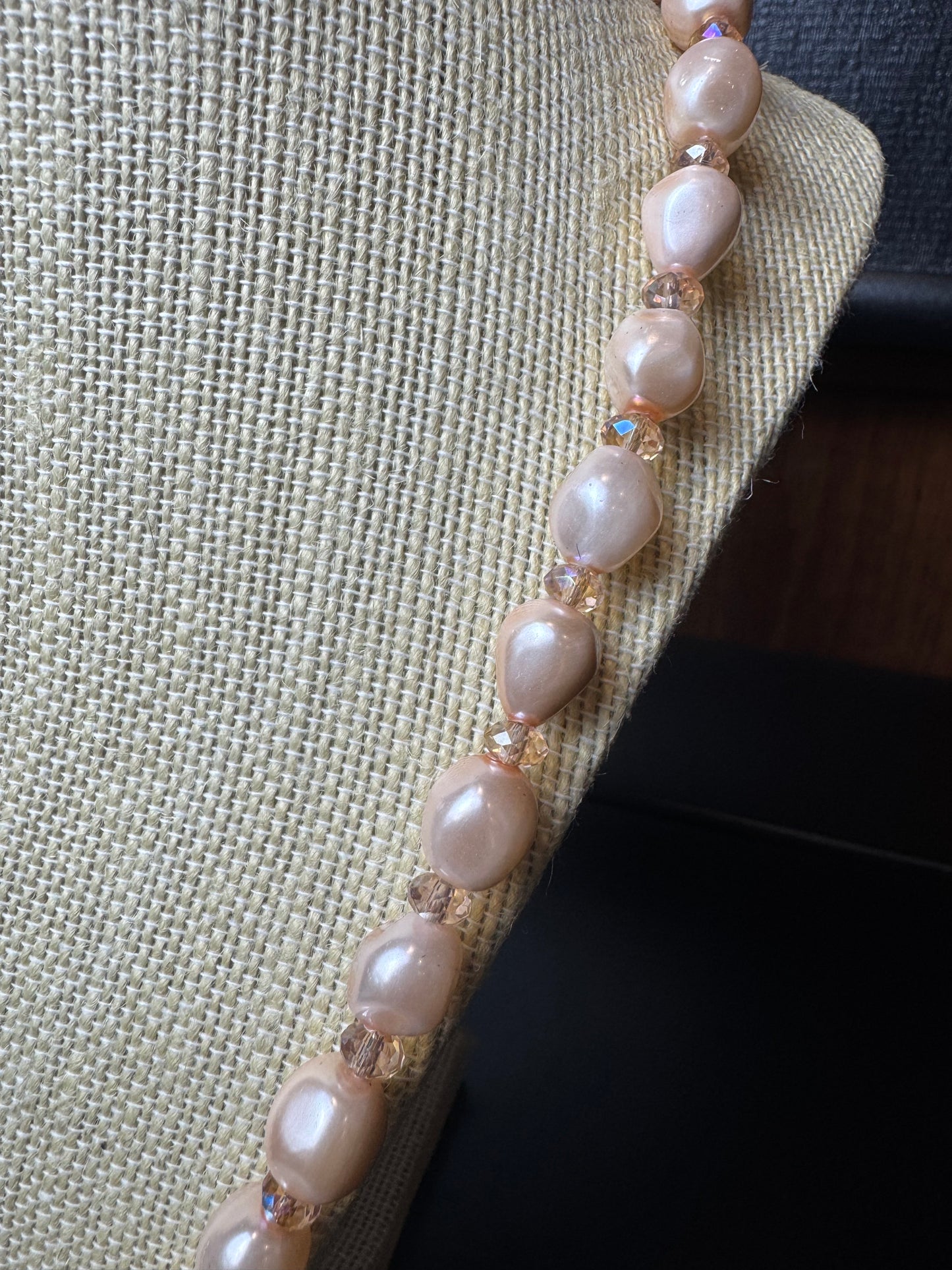 Pink Pearl Nugget Style Beaded Necklace