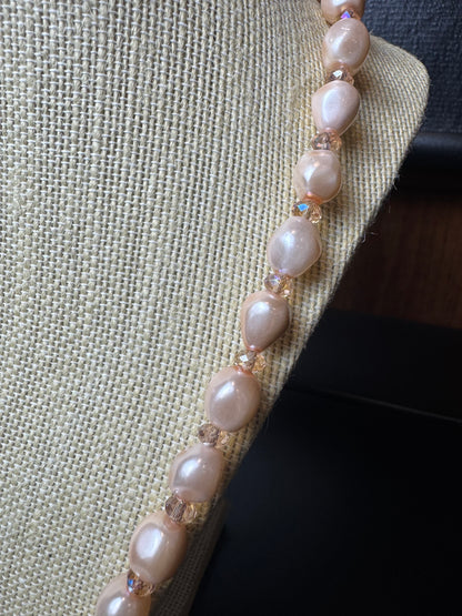 Pink Pearl Nugget Style Beaded Necklace