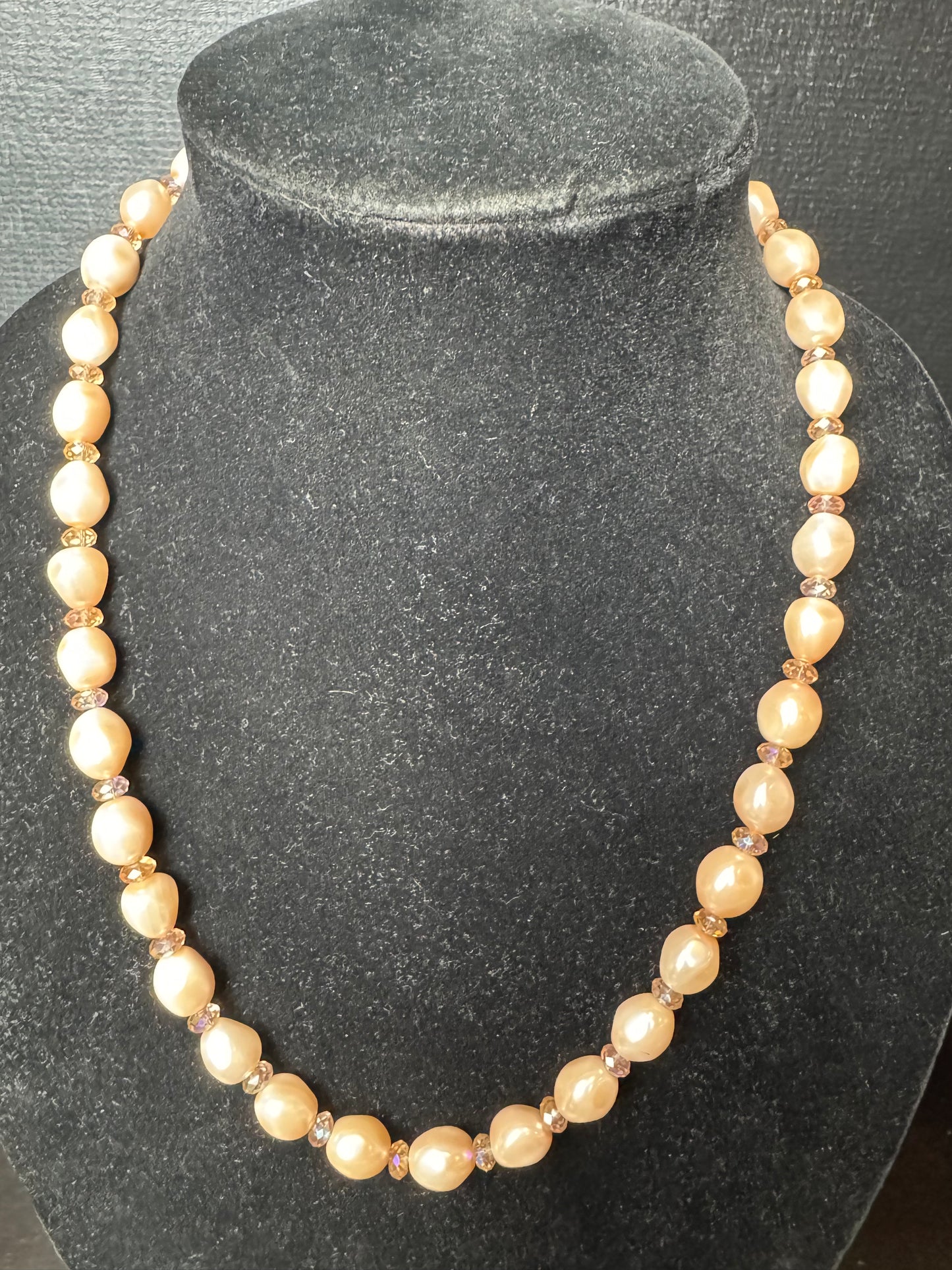 Pink Pearl Nugget Style Beaded Necklace