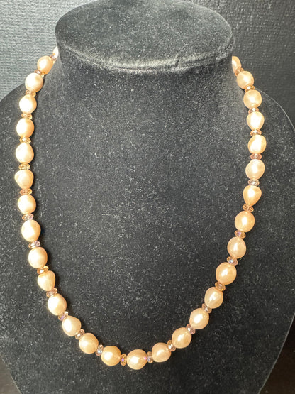 Pink Pearl Nugget Style Beaded Necklace