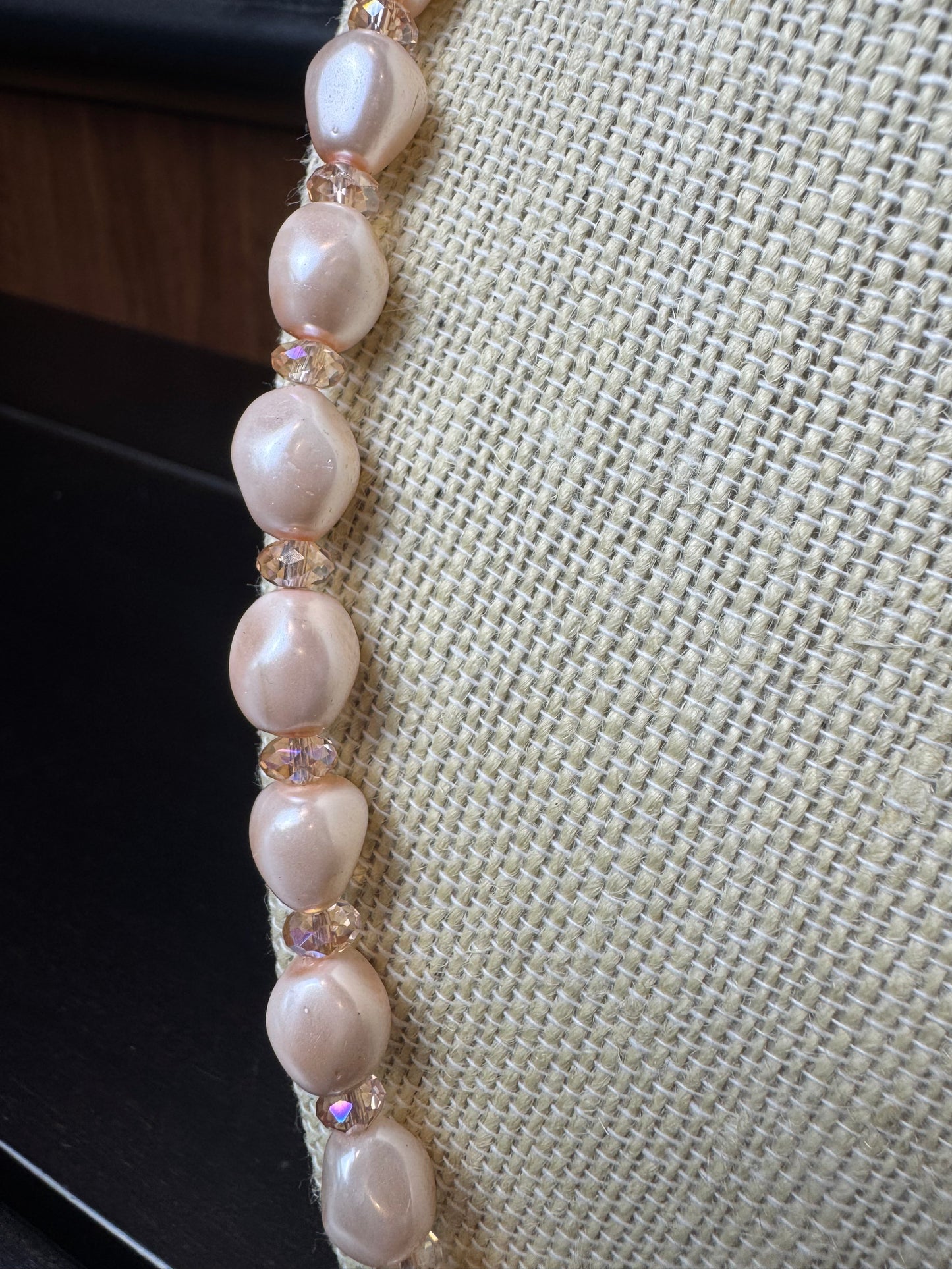 Pink Pearl Nugget Style Beaded Necklace