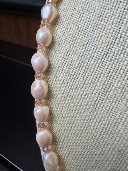 Pink Pearl Nugget Style Beaded Necklace