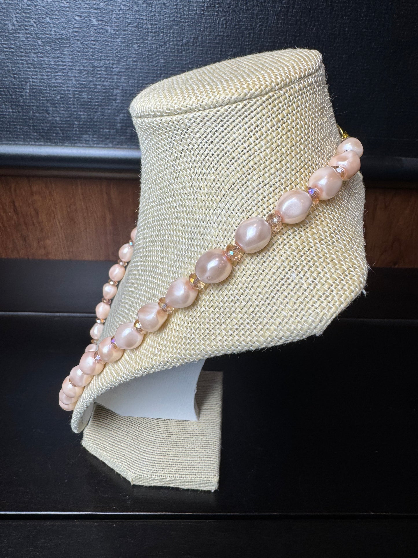 Pink Pearl Nugget Style Beaded Necklace