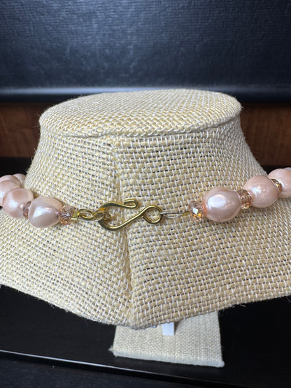 Pink Pearl Nugget Style Beaded Necklace
