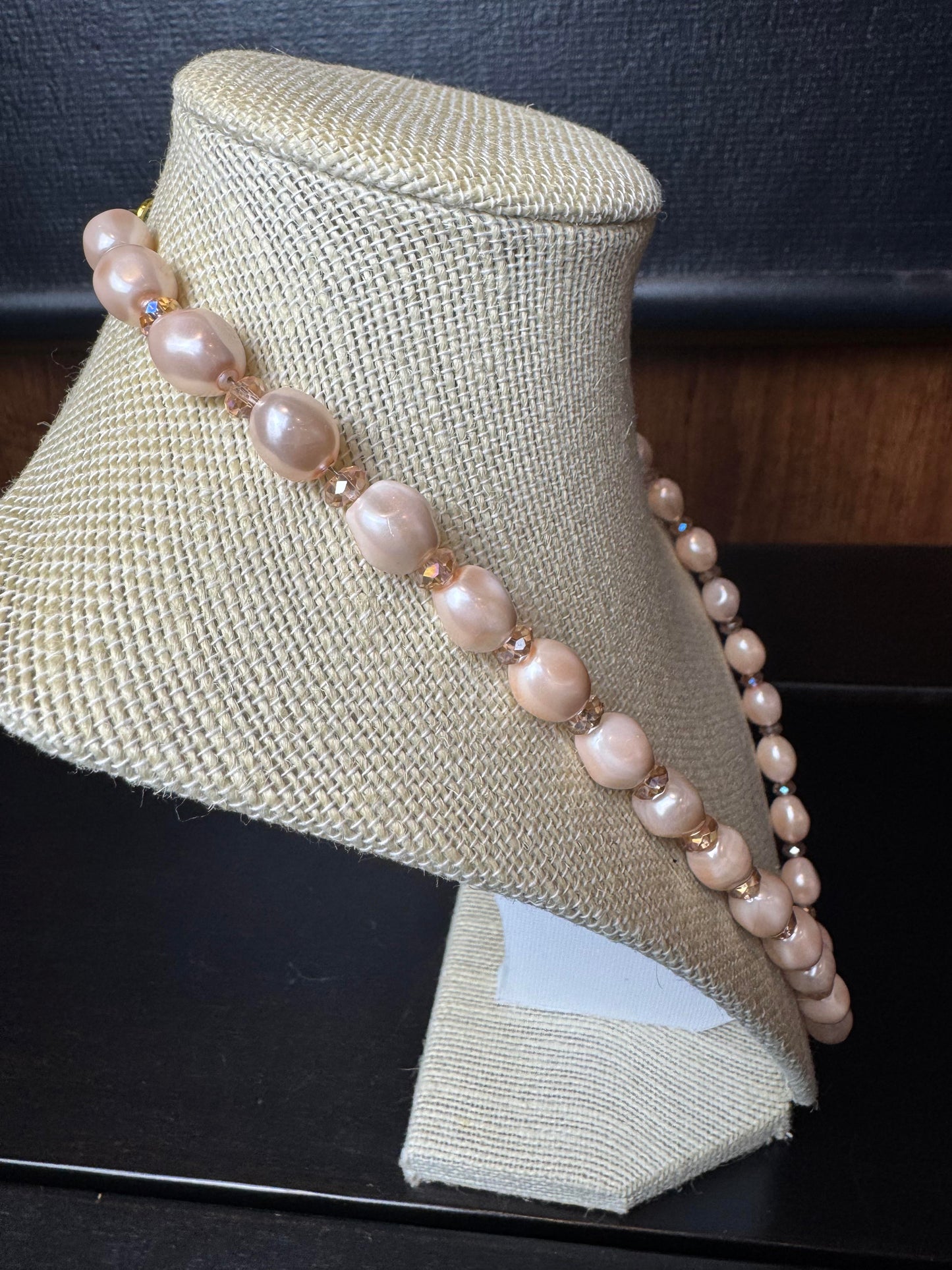 Pink Pearl Nugget Style Beaded Necklace