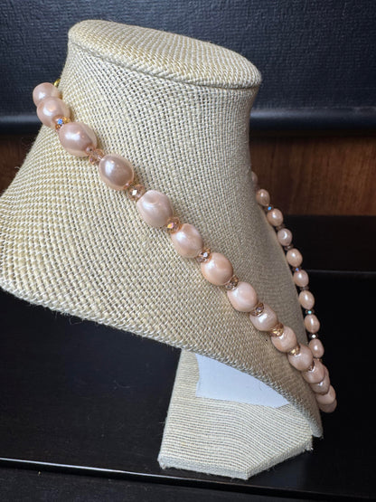 Pink Pearl Nugget Style Beaded Necklace
