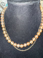Vintage Handmade Glass Bead Necklace with Gold Chain Accent