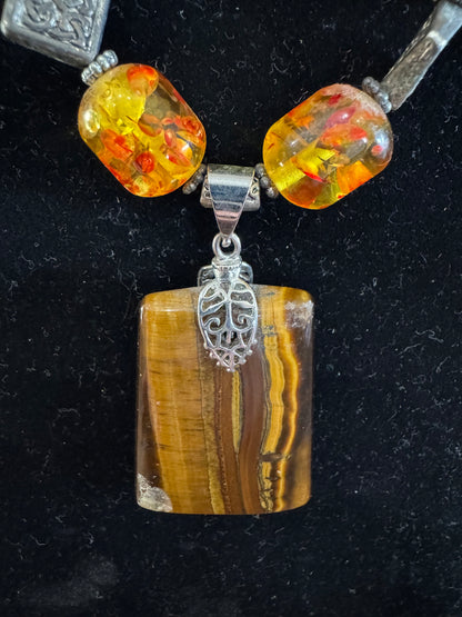 Hand-Made Tigers Eye and Bead Necklace