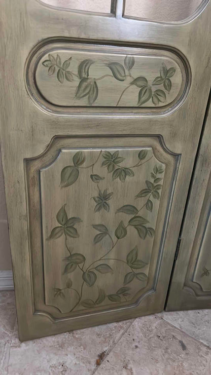 VINTAGE HAND-PAINTED 3 SCREEN ROOM PANEL / DIVIDER H78 INCH
