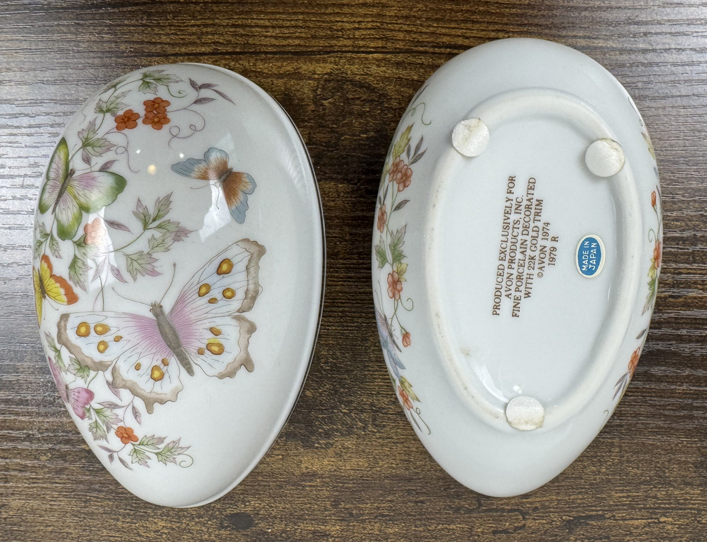 Vintage Avon “Butterfly Fantasy” Egg Shape Trinket Box