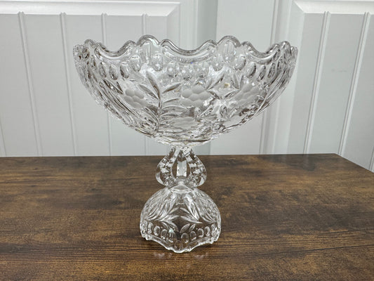 Vintage Crystal Pedestal Fruit Bowl
