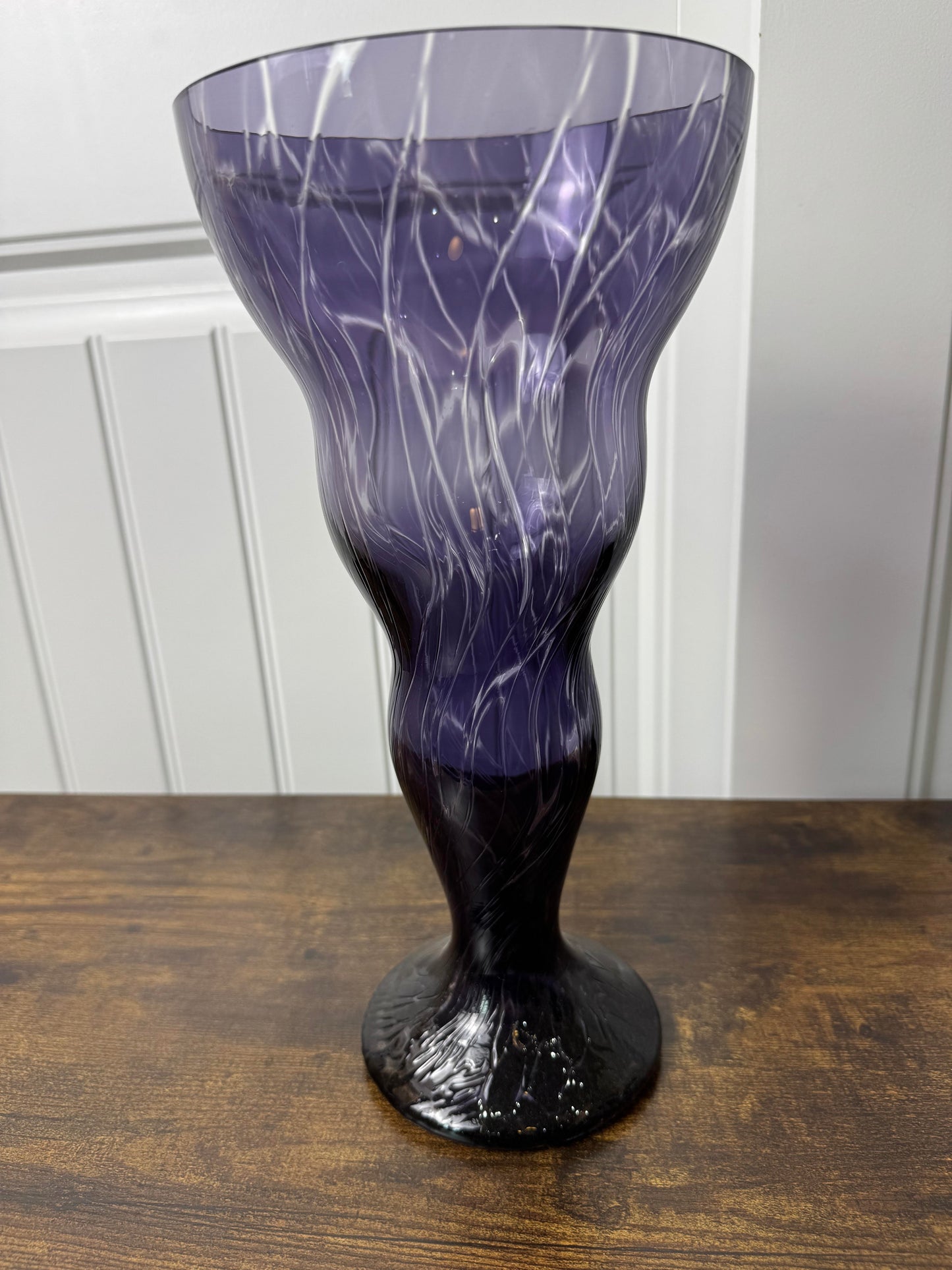 Vintage Indigo Swirl Glass Vase
