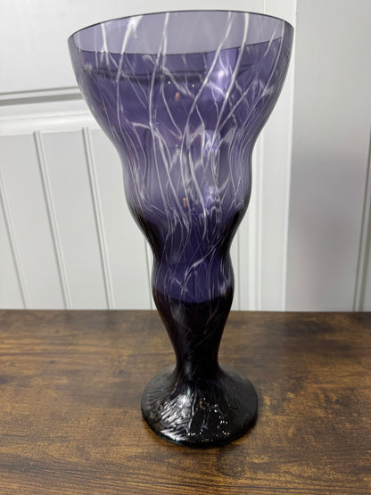 Vintage Indigo Swirl Glass Vase