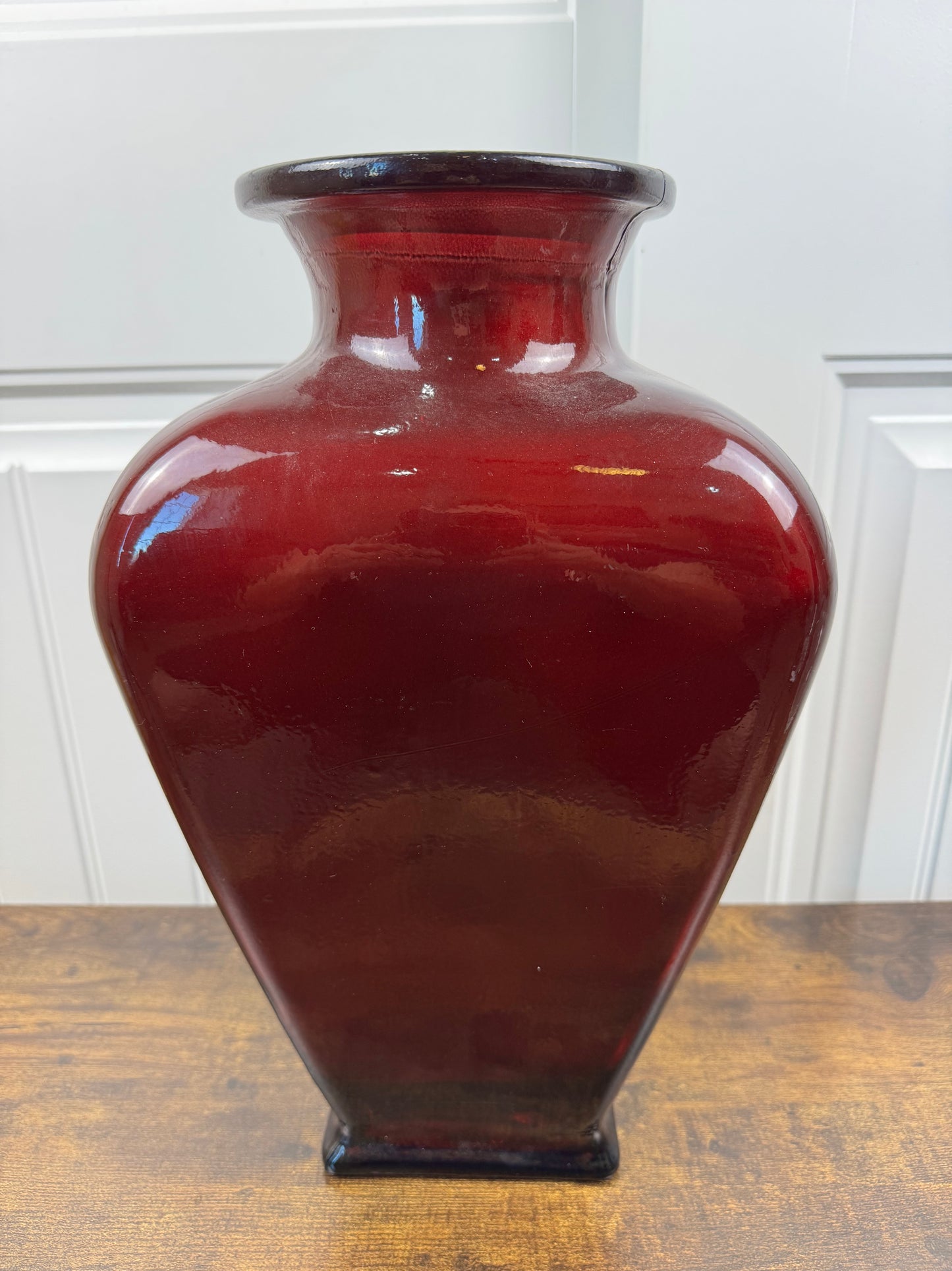 Vintage Burgundy Red Glass Vase