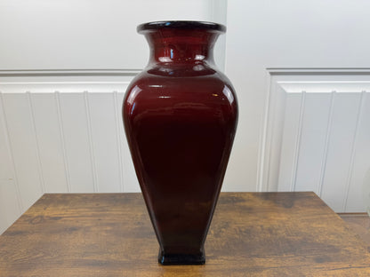 Vintage Burgundy Red Glass Vase