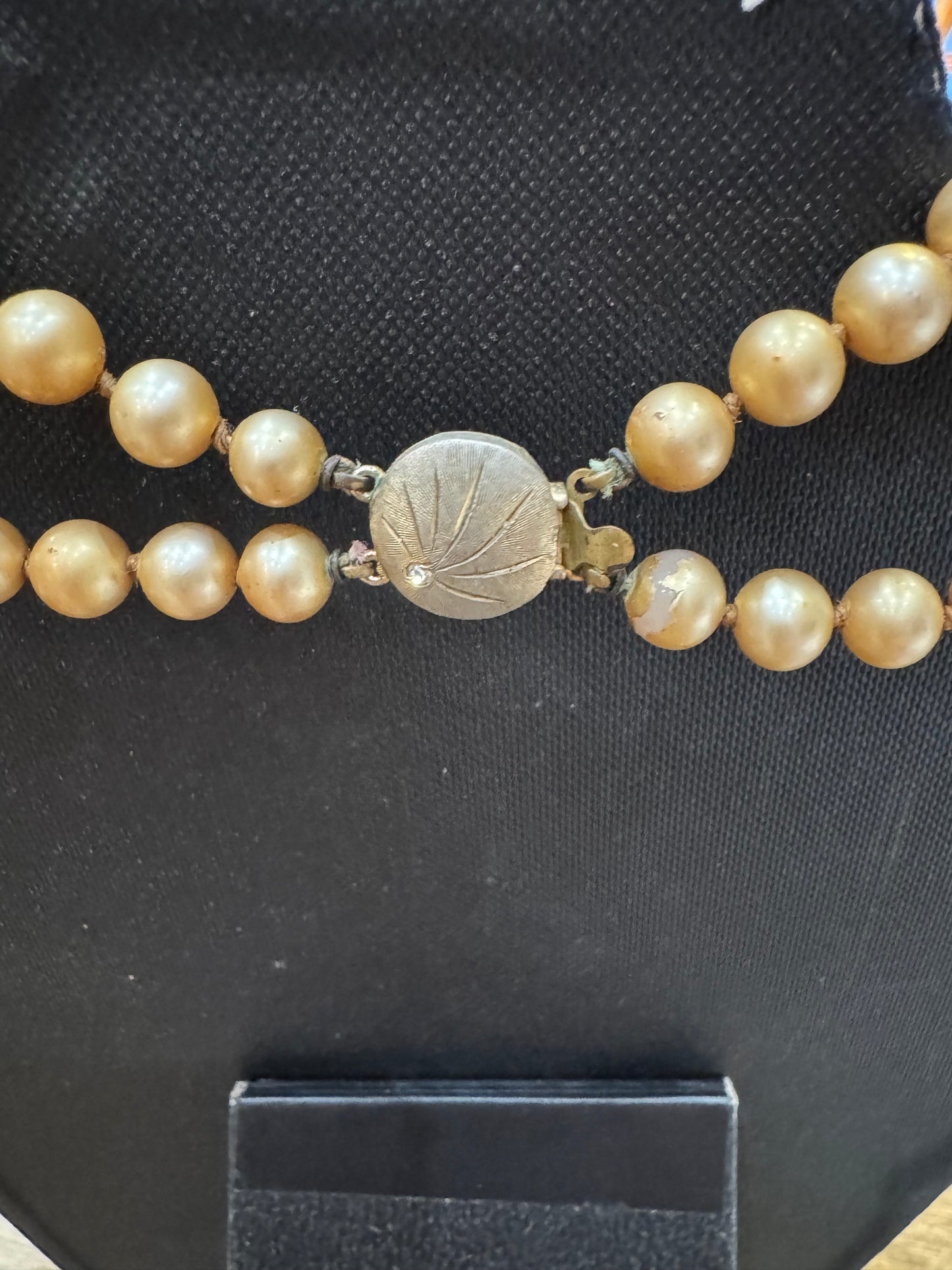 Vintage Hand-made Double String Faux Pearl Necklace 22inch