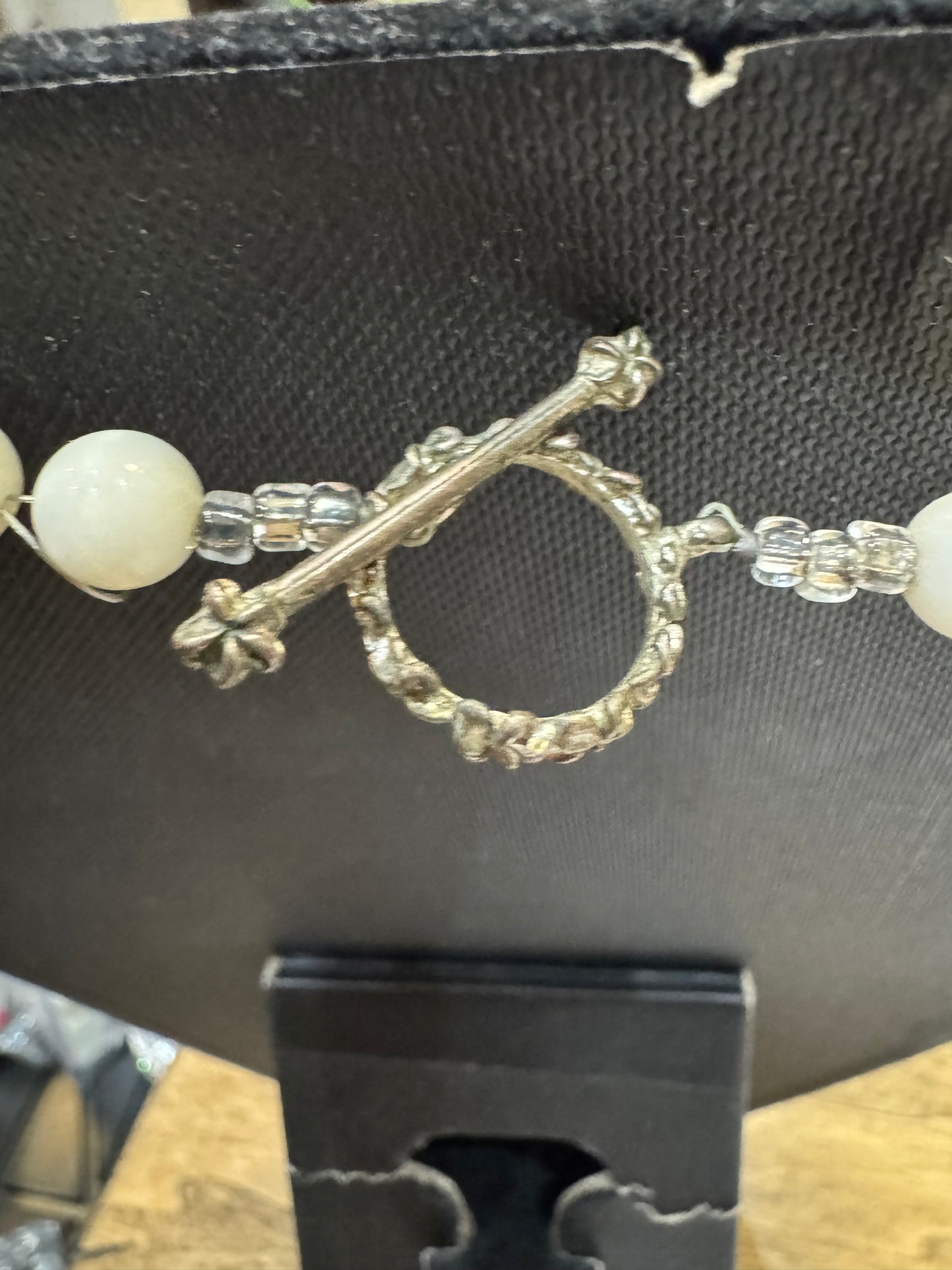 Hand-made Vintage Milk Glass Bead Necklace 23 inch