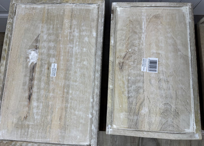White Rectangle Mango Wood Decorative Trays set of 3