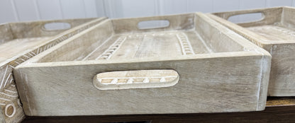 White Rectangle Mango Wood Decorative Trays set of 3