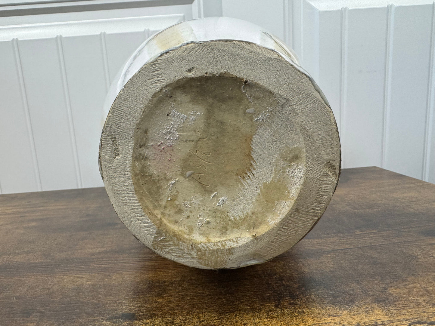 Creamy White and Tan Amphora Style Ceramic Vase