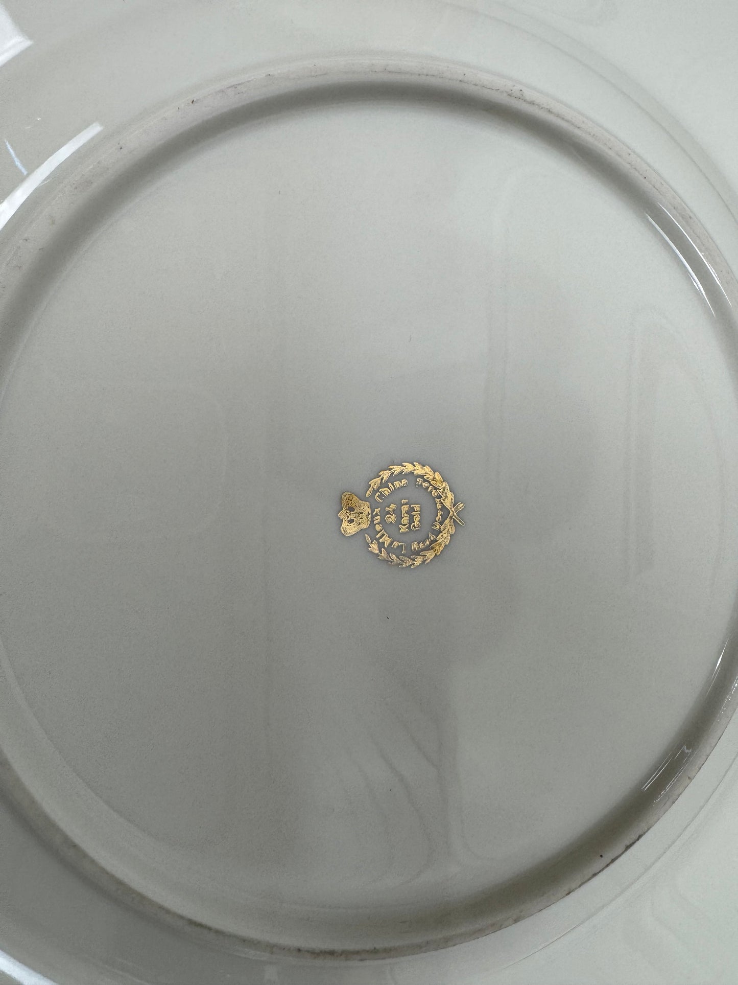 10.5” LA MIEUX CHINA PLATE, HAND PAINTED, 24 KARAT GOLD PLATED