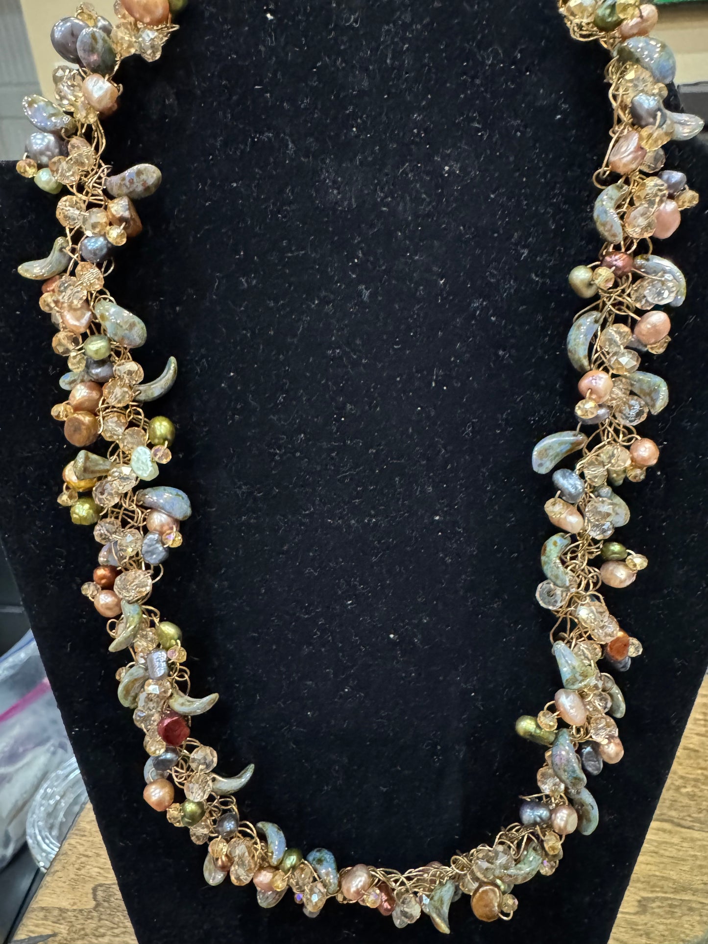 Hand-made Vintage Multi-stone Necklace 24 inch