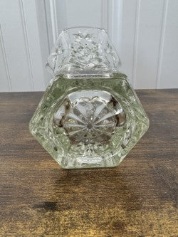 Vintage Cut Crystal Vase – 11" Tall – Starburst & Diamond Pattern – Hexagonal Base – Brilliant Glass Centerpiece