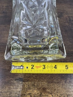 Vintage Cut Crystal Vase – 11" Tall – Starburst & Diamond Pattern – Hexagonal Base – Brilliant Glass Centerpiece
