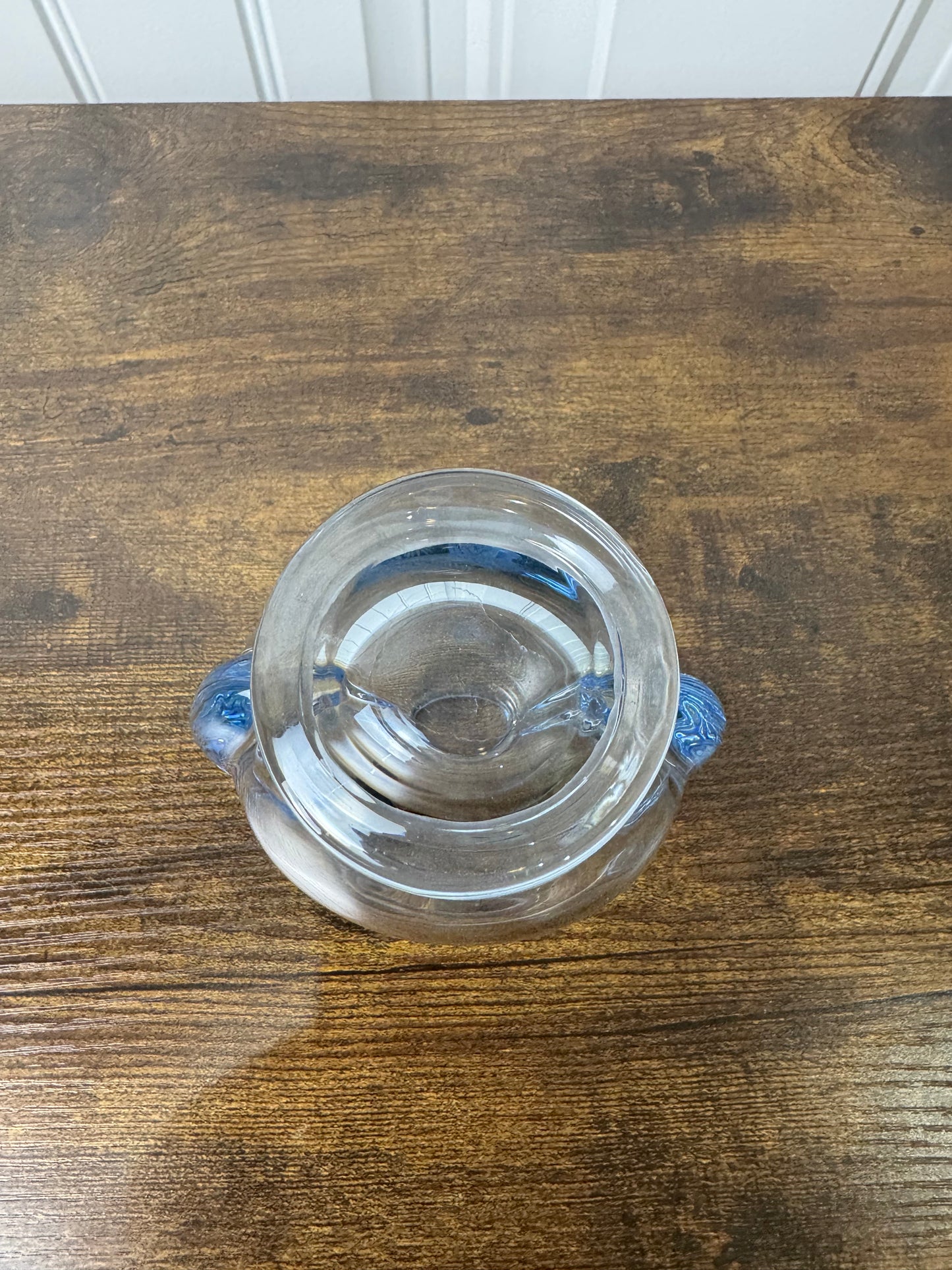 Vintage Kosta Boda Blue Art Glass Vase with Etched Bird Design