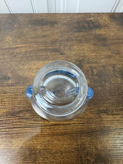 Vintage Kosta Boda Blue Art Glass Vase with Etched Bird Design